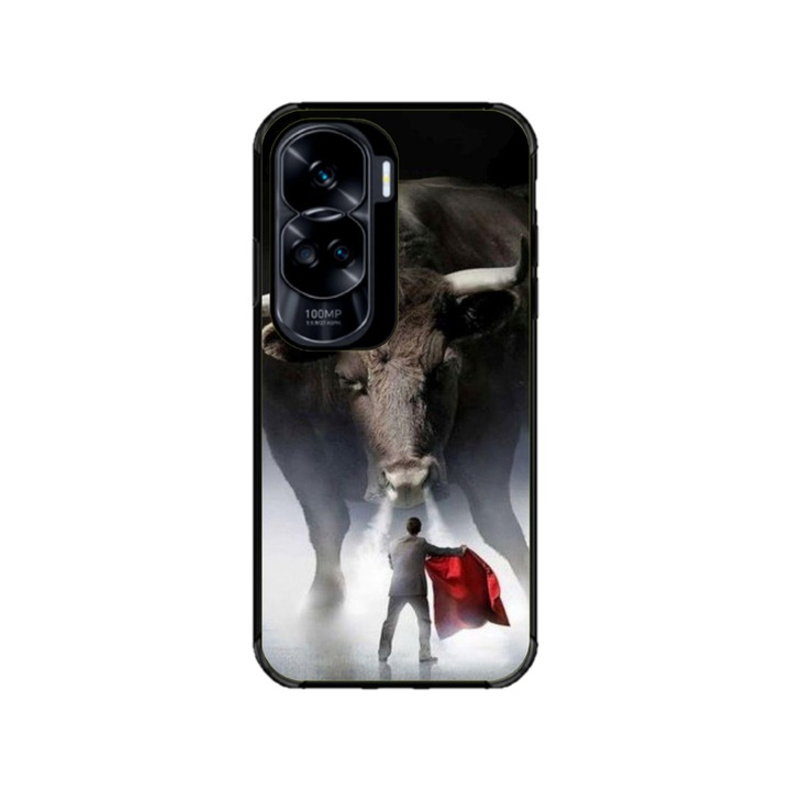 Персонализиран калъф за плуване и силиконово фолио за Honor 90 Lite, модел Bull, многоцветен, S1D1M0205