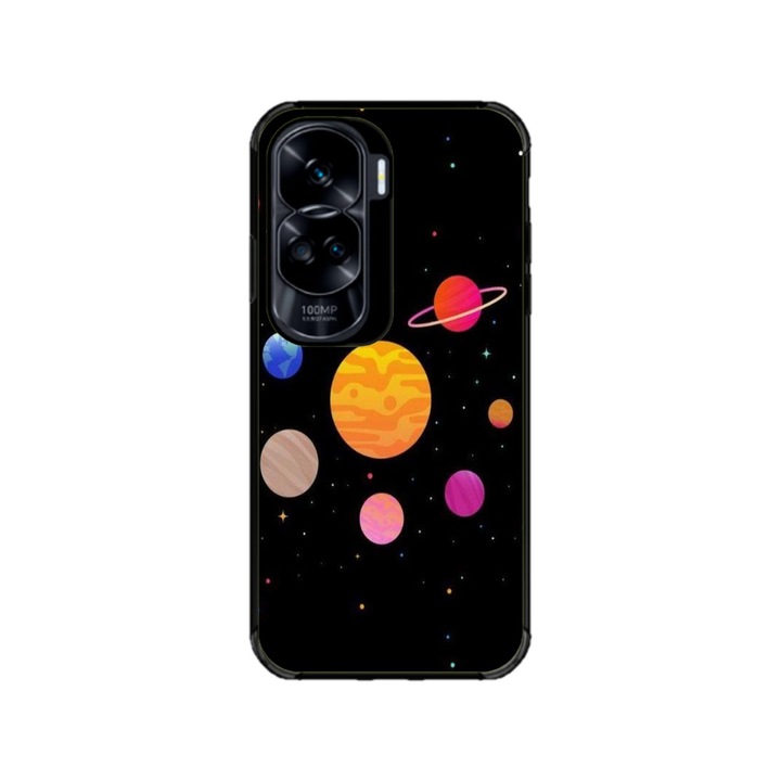 Husa personalizata HQ Print si Folie de Silicon pentru Honor 90 Lite, model Colorful Galaxy, multicolor, S1D1M0283