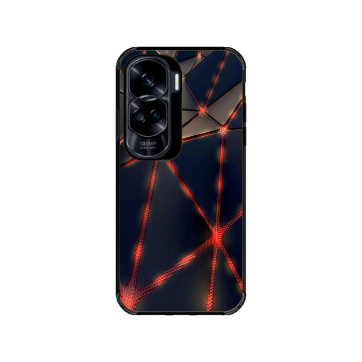 Husa personalizata HQ Print si Folie de Silicon pentru Honor 90 Lite, model Lava Triangles, multicolor, S1D1M0367