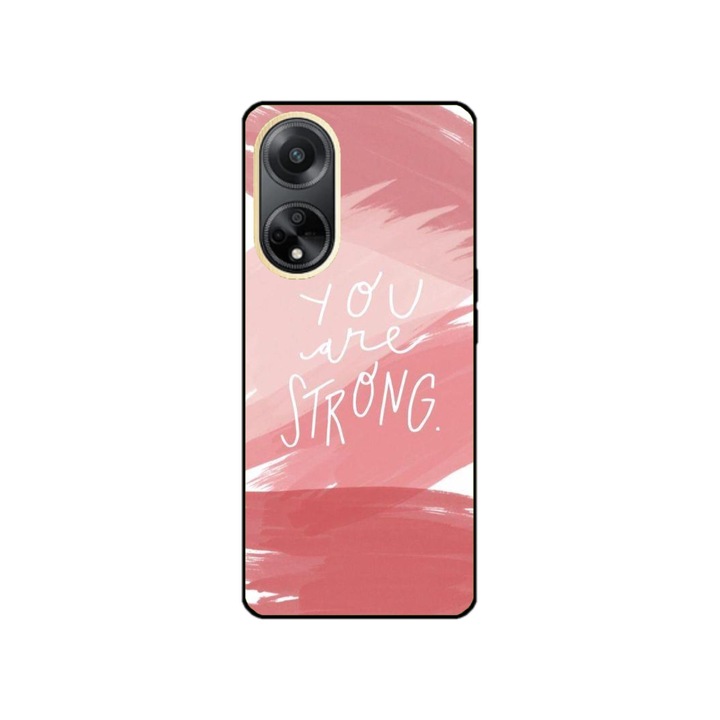 Персонализиран калъф HQPrint и силиконово фолио за OPPO Reno8 T, модел You are Strong, многоцветен, S1D1M0275