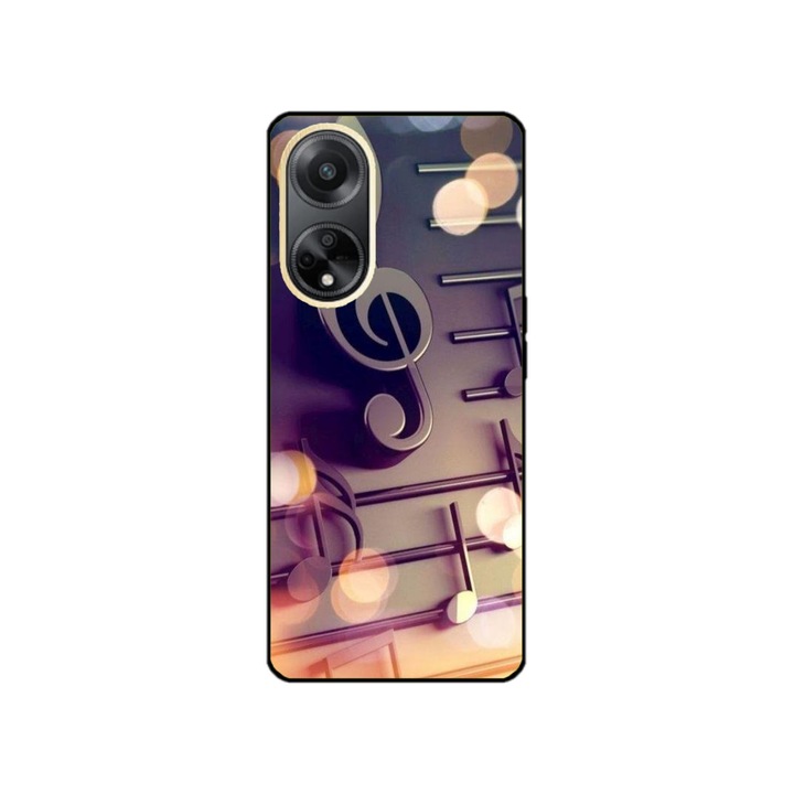 Husa personalizata Swim Case si Folie de Silicon pentru OPPO A98, model Notes, multicolor, S1D1M0328