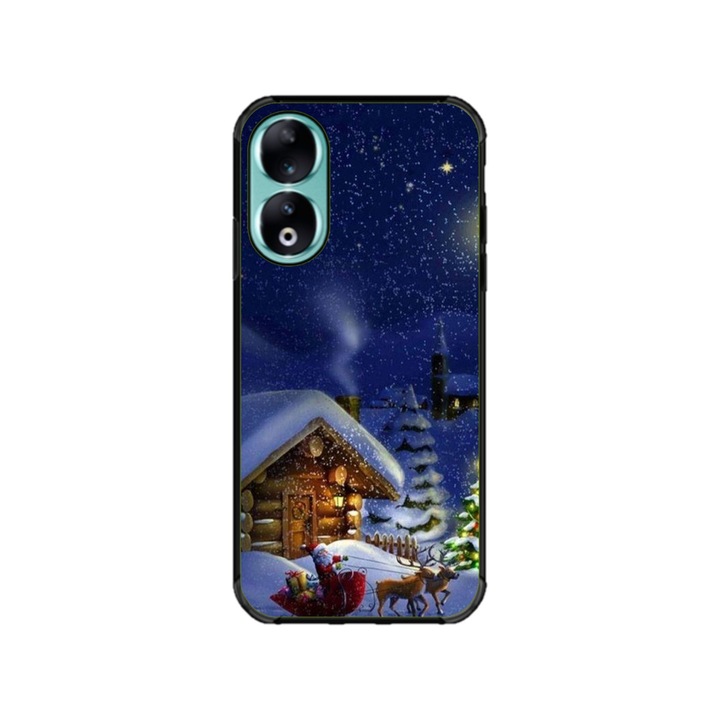 Husa personalizata HQ Print si Folie de Silicon pentru Honor 90, model Christmas Cottage, multicolor, S1D1M0059
