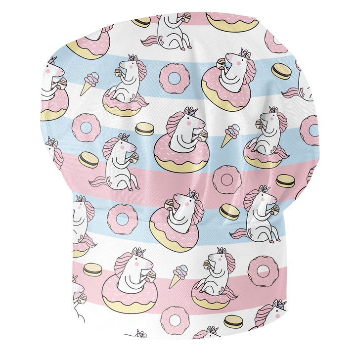 Szakács sapka gyerekeknek, 48-55 cm, Donut Unicorn