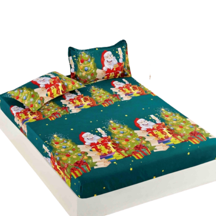 Чаршаф за легло и 2 калъфки, Jojo Home, Finet, 2 души, 3 части, Писмо до Дядо Коледа, 180x200см, Многоцветен
