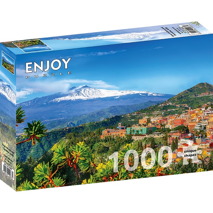 1000 darabos puzzle ENJOY - Etna vulkán és Taormina, Szicília