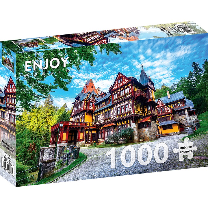Puzzle 1000 Piese ENJOY – Royal Residence, Castel Pelisor, Sinaia, Locuri si Obiective Turistice din Romania – Aspect Mat Anti-Reflexii, Suprafata Catifelata, Piese Rigide cu Forme Unice, Imbinare Stransa, Culori Intense, Inlocuire Piese Lipsa – 68x48 cm