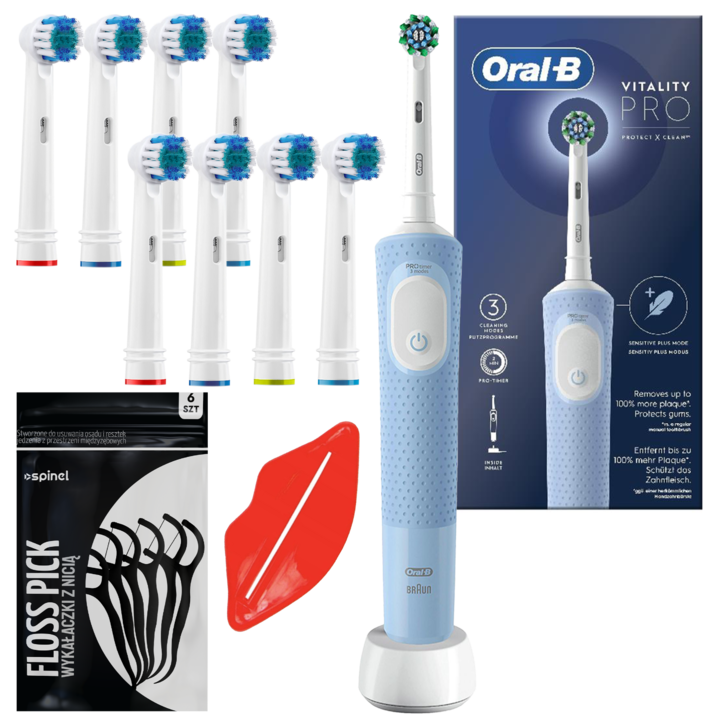 Oral-B Vitality Pro 103 elektromos fogkefe + 8 csere fogkefehegy, kék