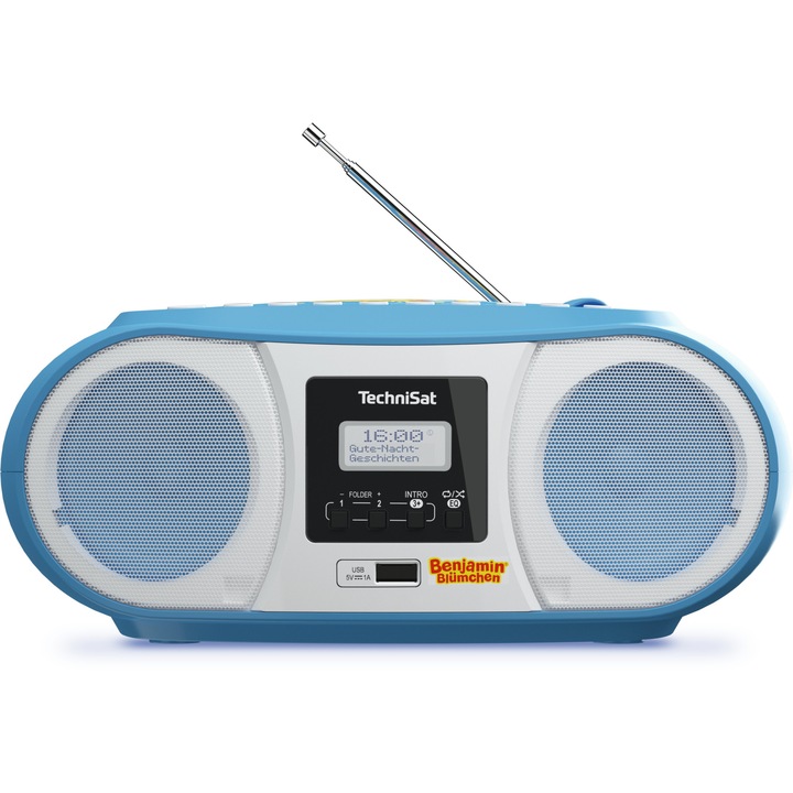 Radio portabil TechniSat DIGITRADIO 1990 Benjamin Blümchen, 3W, MP3 USB, CD Player, FM/DAB+, Bluetooth (Albastru)