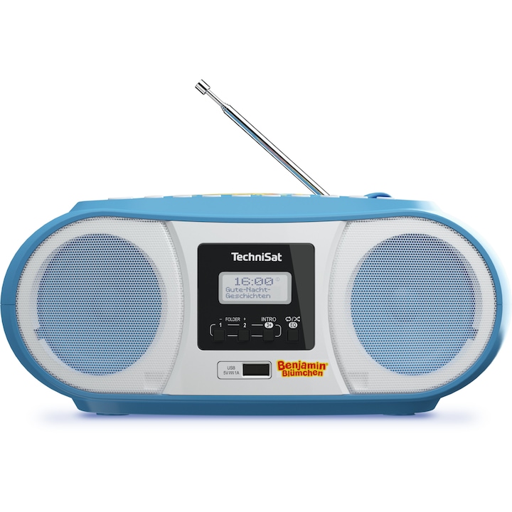 Radio portabil TechniSat DIGITRADIO 1990 Benjamin Blümchen, 3W, MP3 USB, CD Player, FM/DAB+, Bluetooth (Albastru)