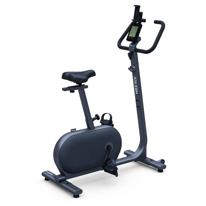 Bicicleta Exercitii KETTLER HOI RIDE STONE, Volanta 6 Kg, Greutate utilizator 110 Kg, Bluetooth, Suport telefon/tableta, Roti Transport