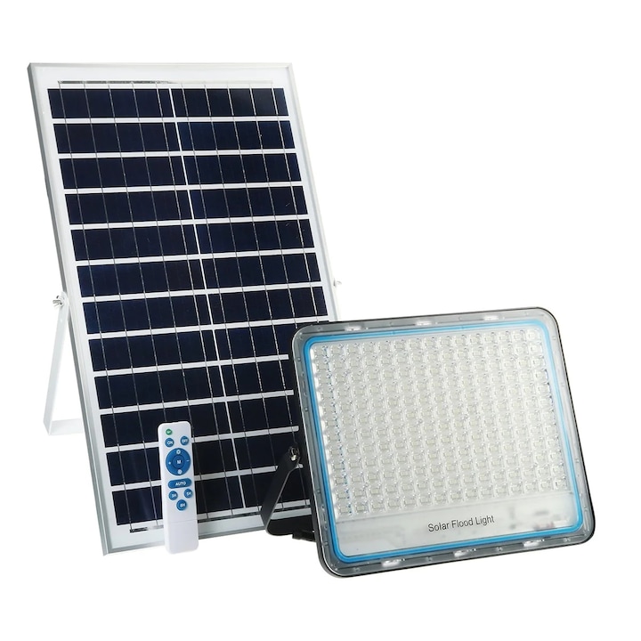 Proiector solar led 600W cu panou separat fotovoltaic, suport si telecomanda