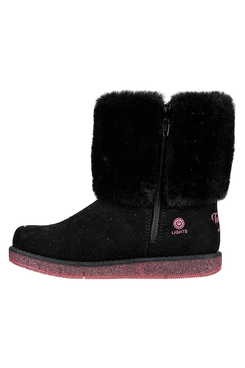 Skechers, Ботуши Glitzy Glam с LED светлини, Черен