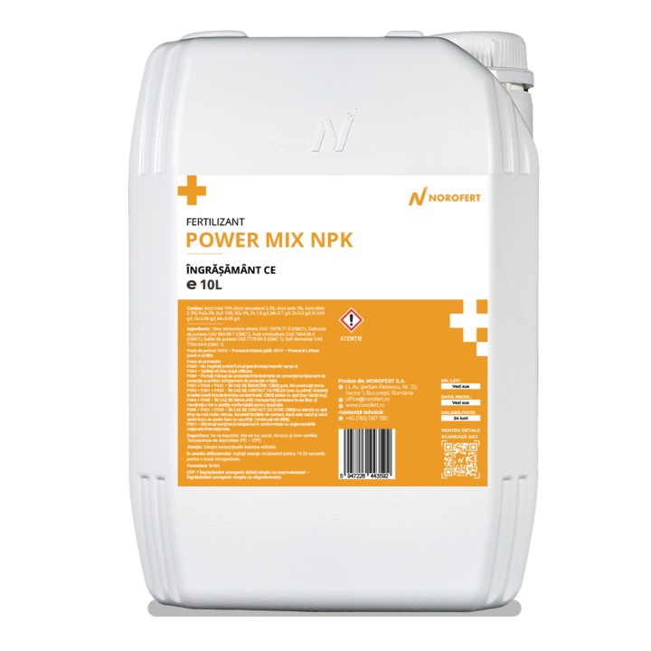 Ingrasamant anorganic lichid simplu cu macroelemente / oligoelemente, 10 L - Power Mix NPK