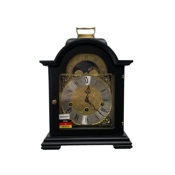 Mechanikus asztali óra, Hermle 22864-740340 fekete, 30x21x14 cm