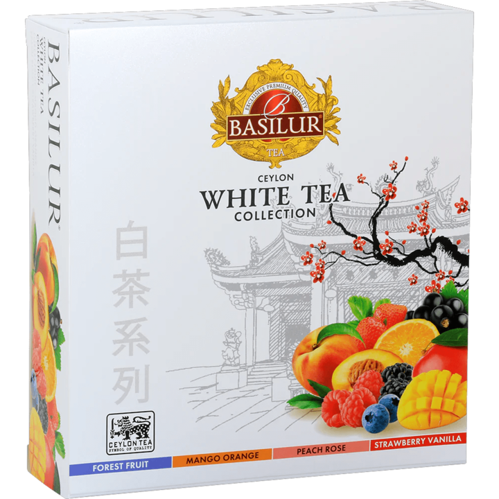 Ceai alb ceylon asortat 4 sortimente, "White Tea Collection", fara aditivi, fara coloranti, 40 plicuri, 60 grame, Basilur Tea