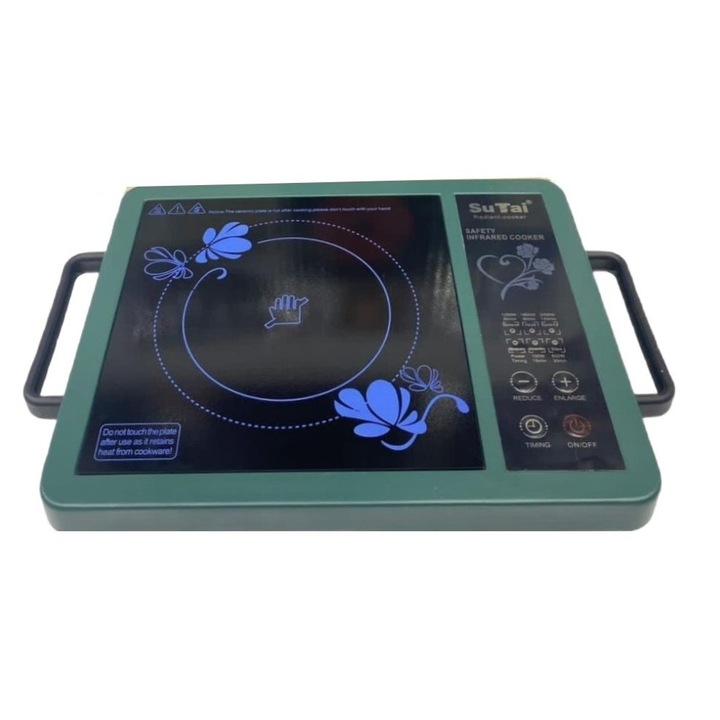 Стъклокерамичен електрически котлон с инфраред, 2200 W, LCD дисплей, различни функции за готвене