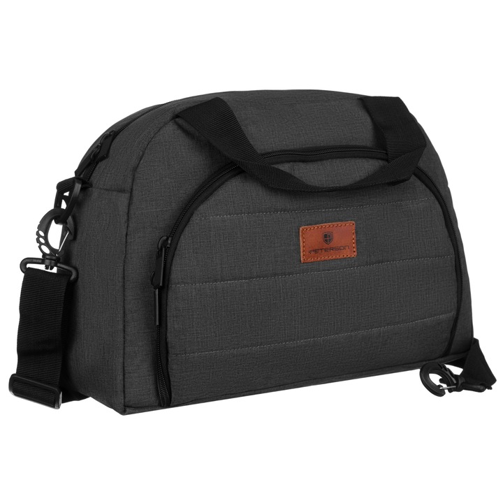 Geanta de voiaj, textil, gri inchis, Peterson, ptn gbp-04, 26 x 39 x 14 cm