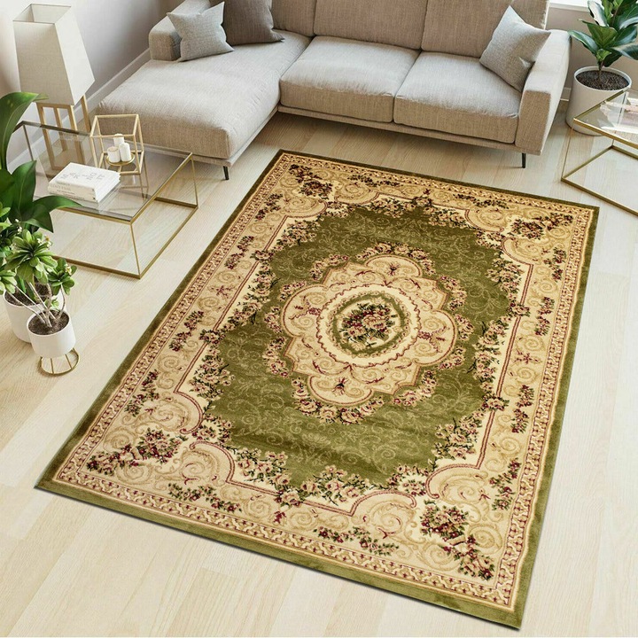 Covor Pilot Ilmen Verde, 125x200 cm, Oval, 2000 g/mp, Polipropilena