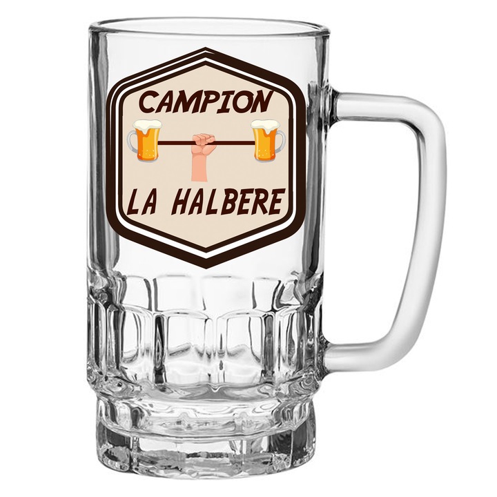 Halba personalizata, mesaj haios, Campion la halbere, 550 ml, sticla