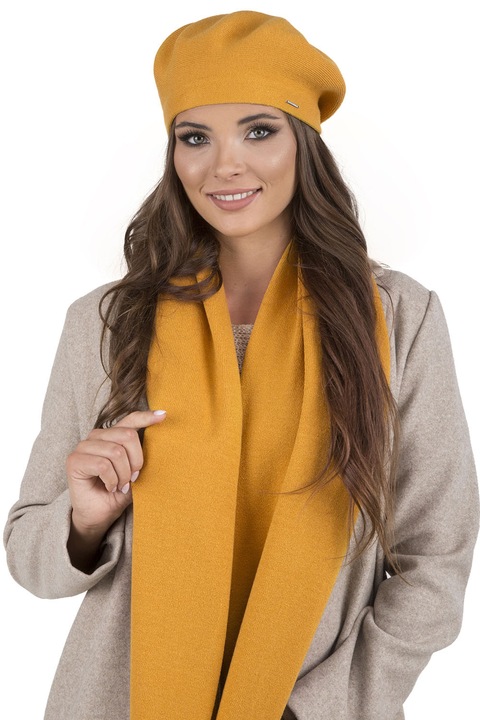 Téli barett szett sállal, Vivisence, 7005Kmpl, Honey, egy méret