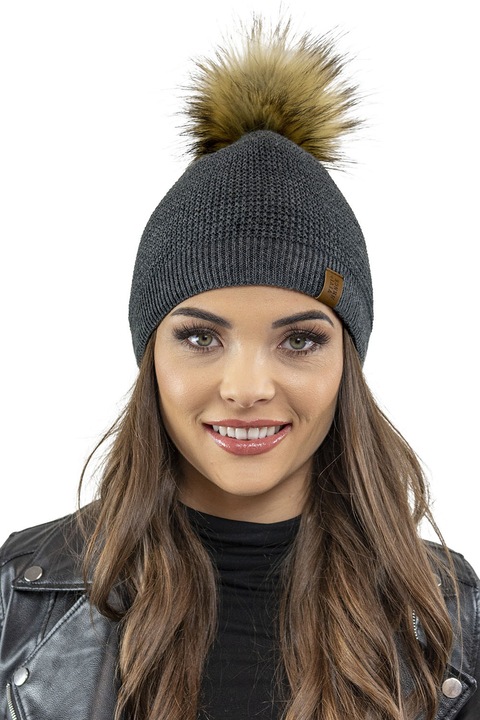 Női téli sapka, Vivisence, 7041, Sötétszürke, egy méret