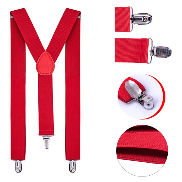 Bretele barbati, cu 9 inchizatori metalice, 6x1 cm