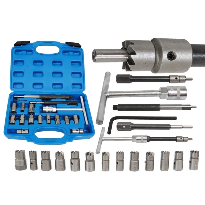 Trusa freze pentru injectoare 17piese curatat reconditionat orificiu scaun (S11612)