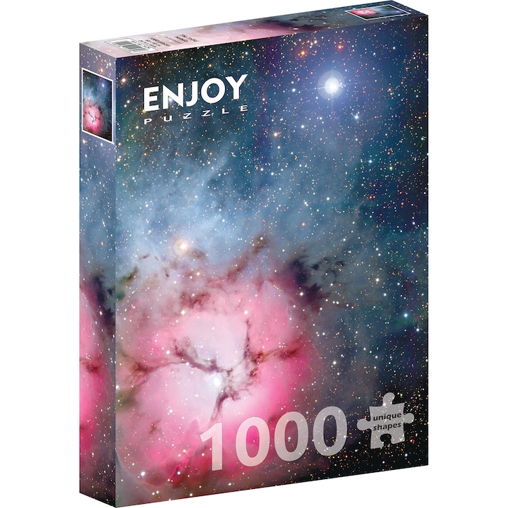 Puzzle 1000 Piese ENJOY – Trifid Nebula, Vedere din Spatiul Cosmic cu Galaxie si Stele, Univers – Aspect Mat Anti-Reflexii, Suprafata Catifelata, Piese Rigide cu Forme Unice, Imbinare Stransa, Culori Intense, Inlocuire Piese Lipsa – 48x68 cm