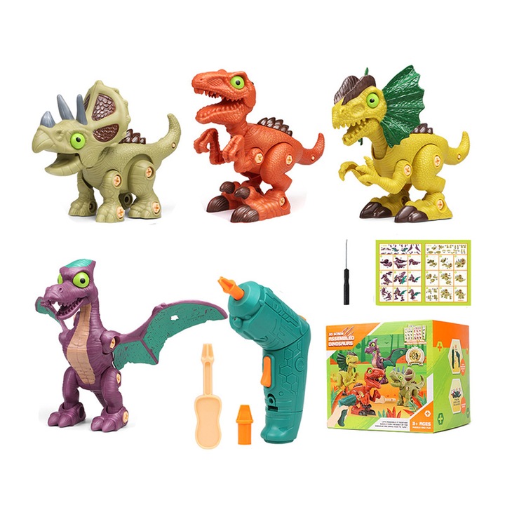 Dinoszaurusz építőkészlet, Senmase®, műanyag, 50×41×53 cm, +6 év, többszínű