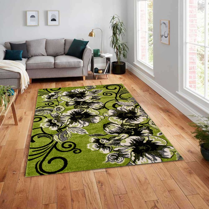 Friese Multifloral Green szőnyeg, 150x233 cm, 2500g/m2, 100% polipropilén