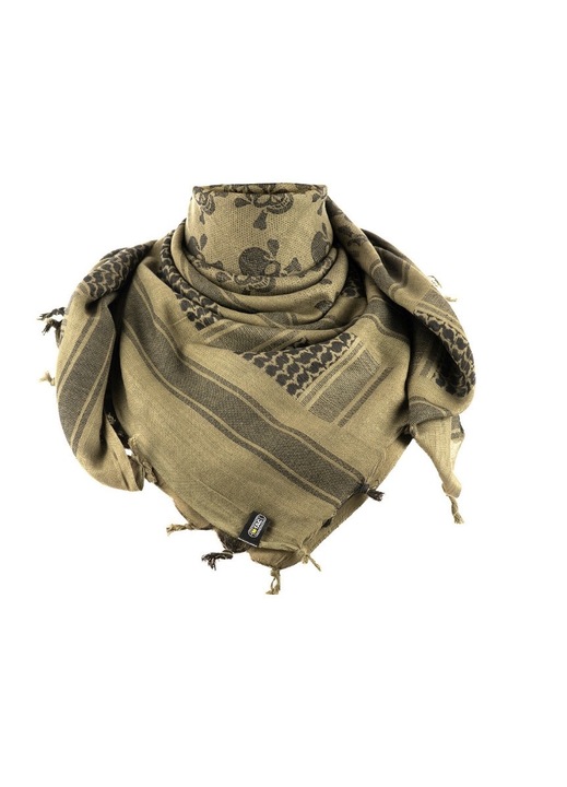 Esarfa unisex, M-TAC, Model cranii, Bumbac, 105x105 cm, Verde masliniu/Negru