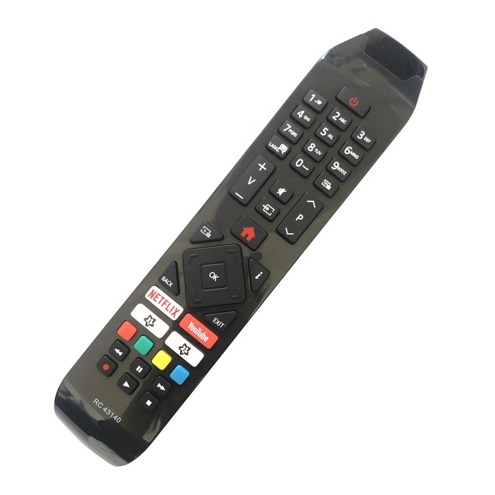 Telecomanda compatibila LCD Hitachi RC43140, Netflix, Youtube, distanta de operare 10m, culoare Neagra, Enisei Electronics
