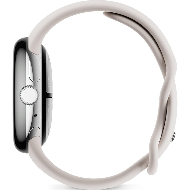 Ceas Smartwatch Google Pixel Watch 2, GPS, Polished Silver Aluminium Case, Porcelain Active Band