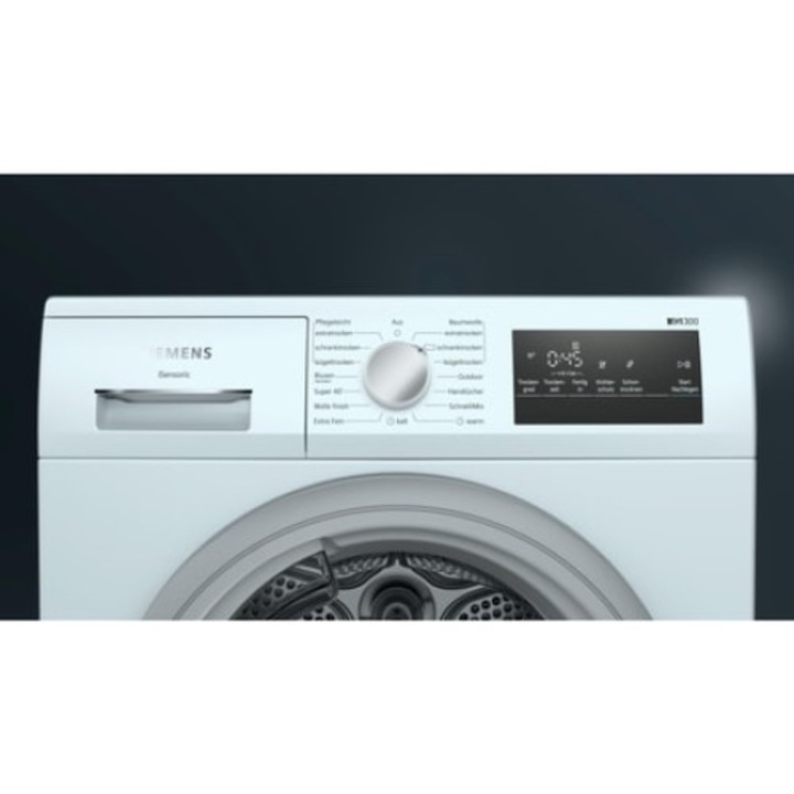 Uscator De Rufe Siemens IQ300 WT45HV93, Pompa De Caldura, Clasa A++, 8 Kg, Alb