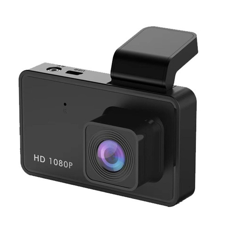 Full HD 1080P DVR камера за кола, Sundiguer, Циклично записване, 170° ултрашироко зрително поле, IPS дисплей 3", нощно виждане, G-сензор, детекция на движение, черен