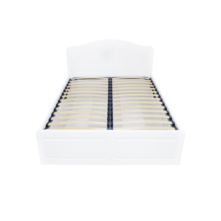 Pat Sara 1400x2000, Mdf Alb Mat, cu somiera rabatabila