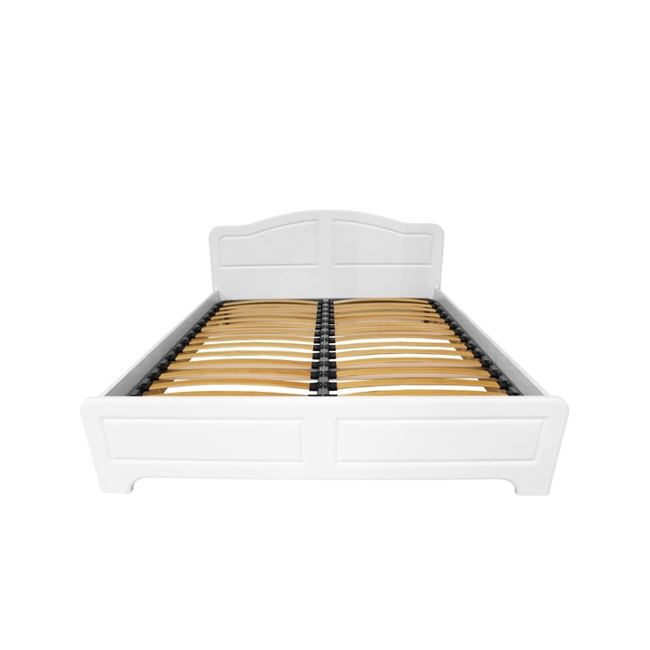 Pat Sara 1800x2000, Mdf Alb Mat, cu somiera fixa