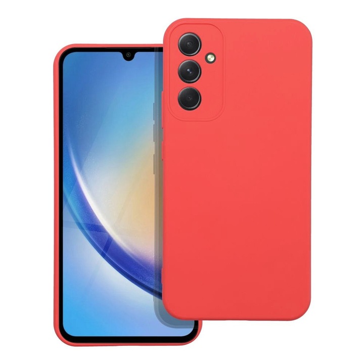 Samsung Galaxy A15 4G / A15 5G kompatibilis szilikon hátlaptok, velúr belsővel, matt, piros, Silicon