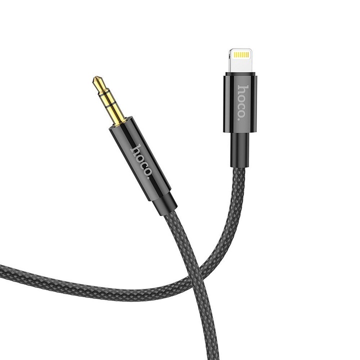 Audio kábel, aux kábel, iPhone 8pin, lightning - jack 3, 5mm, fekete, Hoco UPA19