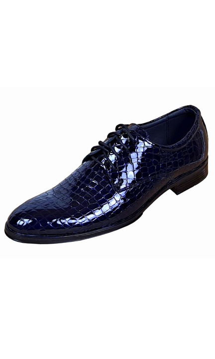 Pantofi barbati eleganti din piele naturala, Croco, bleumarin inchis, LAC, Marimea 44, TESTCROCOBL
