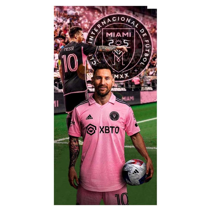 Хавлия за плаж Кингтекс Messi MIAMI, 70x140см, 80% памук 20% полиестер, Многоцветно