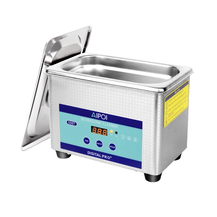 Ultrahangos tisztító kád Aipoi 008T, Űrtartalom 800 ml, Szemüveg tisztításhoz, Ékszer, Fémek