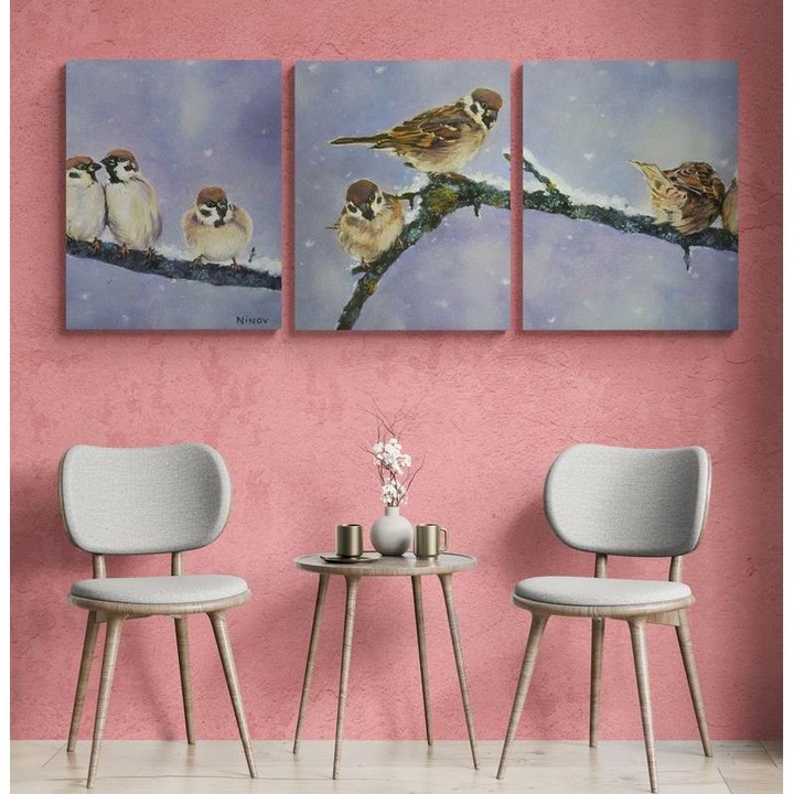 Рисуване по номера ITA ART, Триптих, Врабчета, 3х40х50см