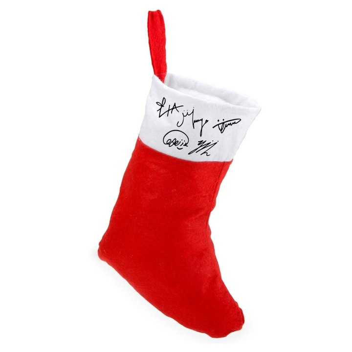 Ciorap personalizat craciun itzy kpop semnaturi, rosu/alb