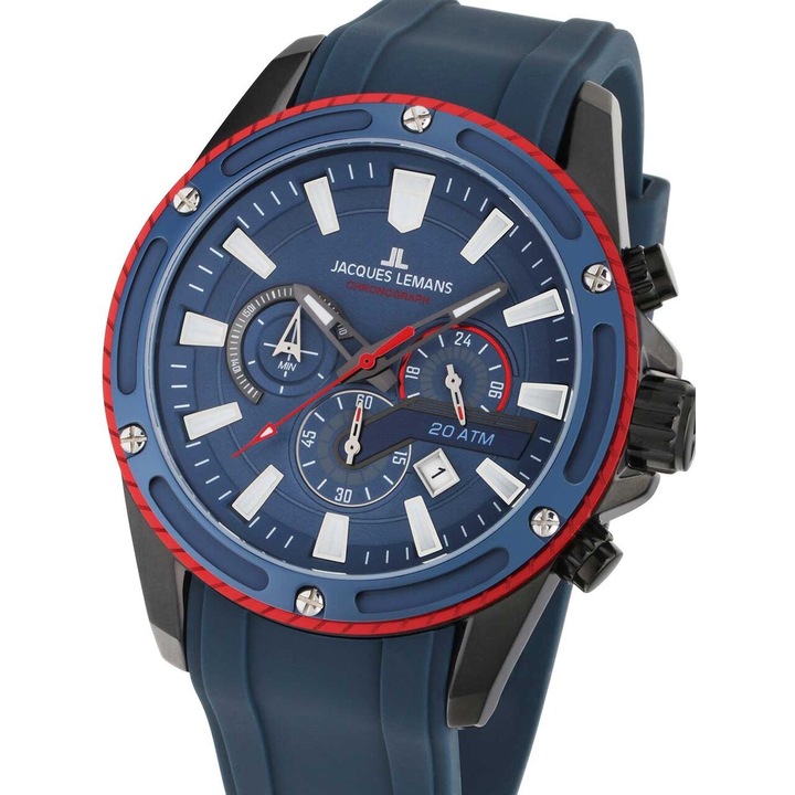 Ceas barbatesc Jacques Lemans 1-2141B, Quartz, 48mm, 20ATM