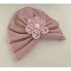 Зимен полар тюрбан, розов с цвете, 2-3 години