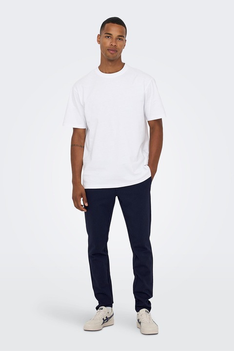 Only & Sons, Раиран панталон, Бял/Тъмносин, W30-L32