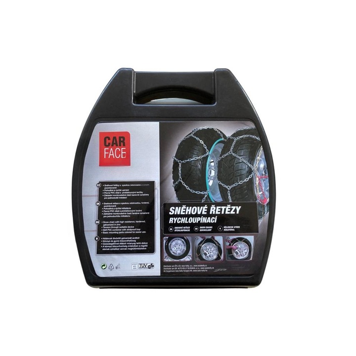 Set 2 lanturi auto din otel cu geanta din plastic compacta