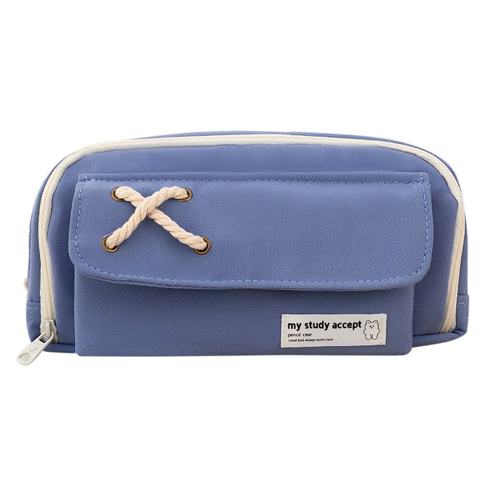 Ученически молив Kravzite®, 3 отделения с цип, 21×11 см, индигово син