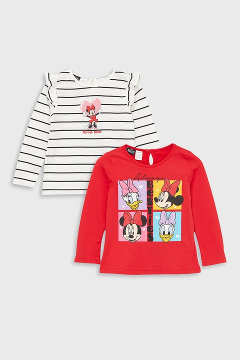 LC WAIKIKI, Set de bluze cu Minnie Mouse si Daisy Duck - 2 piese, Rosu/Alb, 74-80 CM